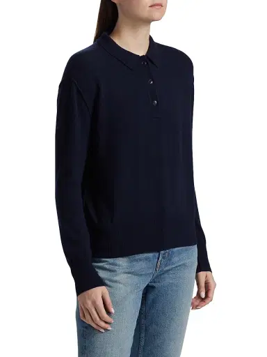 Jamie Haller Women's Cashmere Polo Sweater - Navy | Thumbnail 4 Jamie Haller Women's Cashmere Polo Sweater - Navy | Thumbnail 4