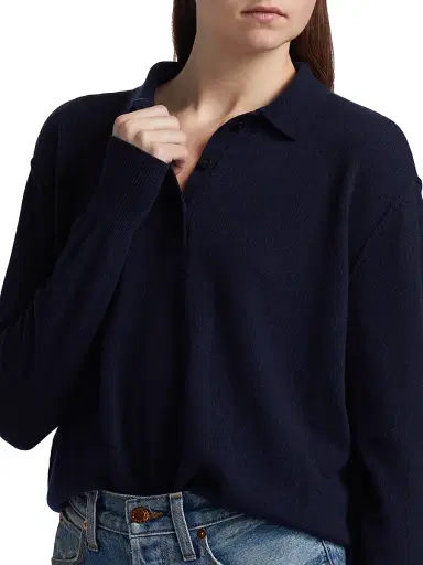 Jamie Haller Women's Cashmere Polo Sweater - Navy | Thumbnail 6 Jamie Haller Women's Cashmere Polo Sweater - Navy | Thumbnail 6