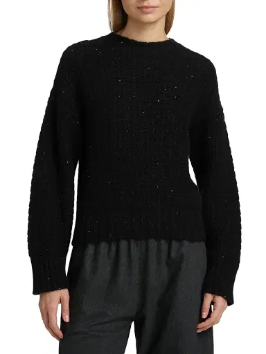 Fabiana Filippi Women's Sequin Square Stitch Wool-Cashmere Sweater - Ardesia | Thumbnail 3 Fabiana Filippi Women's Sequin Square Stitch Wool-Cashmere Sweater - Ardesia | Thumbnail 3