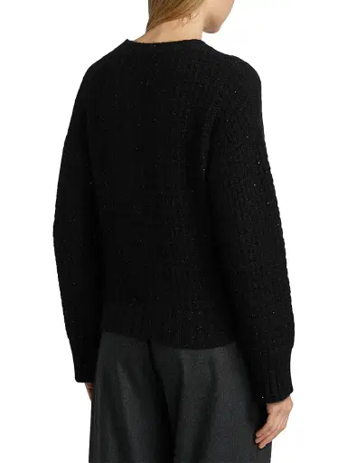Fabiana Filippi Women's Sequin Square Stitch Wool-Cashmere Sweater - Ardesia | Thumbnail 5 Fabiana Filippi Women's Sequin Square Stitch Wool-Cashmere Sweater - Ardesia | Thumbnail 5