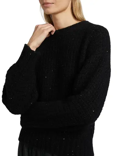 Fabiana Filippi Women's Sequin Square Stitch Wool-Cashmere Sweater - Ardesia | Thumbnail 6 Fabiana Filippi Women's Sequin Square Stitch Wool-Cashmere Sweater - Ardesia | Thumbnail 6