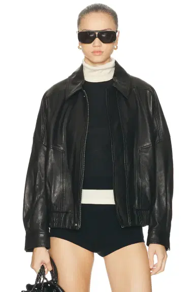 Nour Hammour Dalma Relaxed Leather Jacket | Thumbnail 1 Nour Hammour Dalma Relaxed Leather Jacket | Thumbnail 1