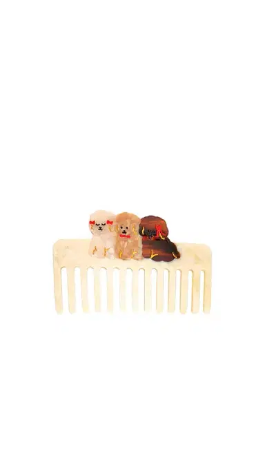 Solar Eclipse Hand-painted Puppies Detangling Wide Tooth Hair Comb | Thumbnail 1 Solar Eclipse Hand-painted Puppies Detangling Wide Tooth Hair Comb | Thumbnail 1