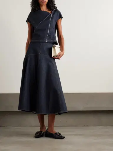 Jacquemus Triangle De-nîmes Embroidered Denim Midi Skirt | Thumbnail 2 Jacquemus Triangle De-nîmes Embroidered Denim Midi Skirt | Thumbnail 2