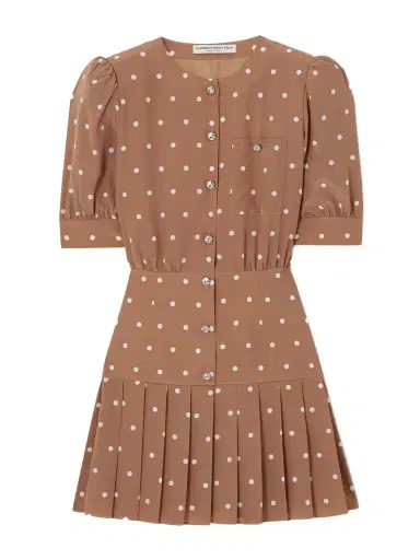 Alessandra Rich Crystal-embellished Pleated Wool-blend Crepe Mini Dress | Thumbnail 1 Alessandra Rich Crystal-embellished Pleated Wool-blend Crepe Mini Dress | Thumbnail 1