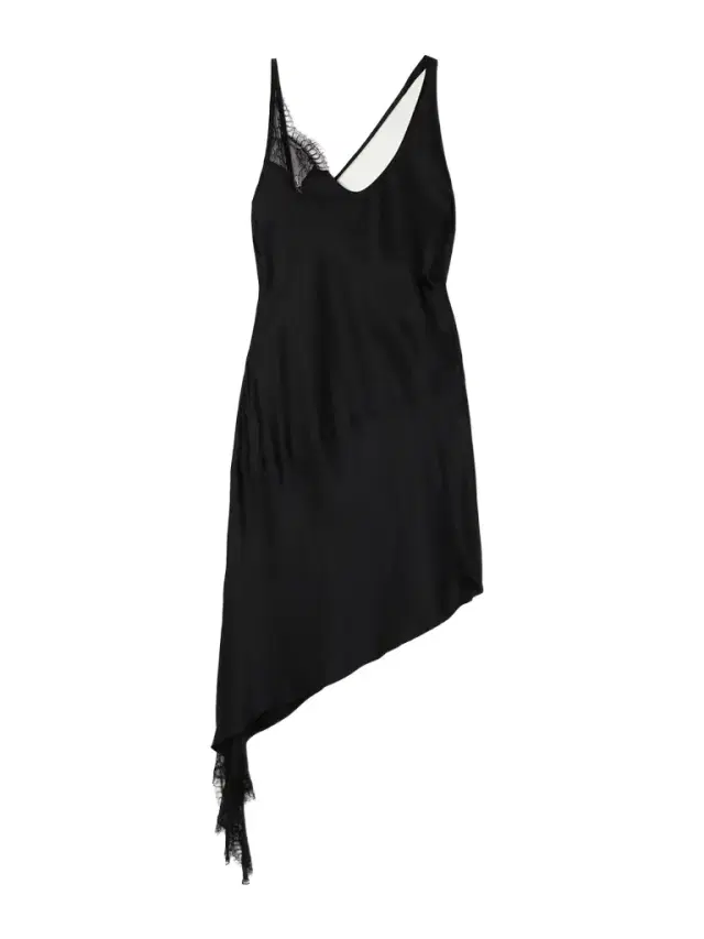 Courrèges Asymmetrical Lace-trimmed Satin Mini Dress
