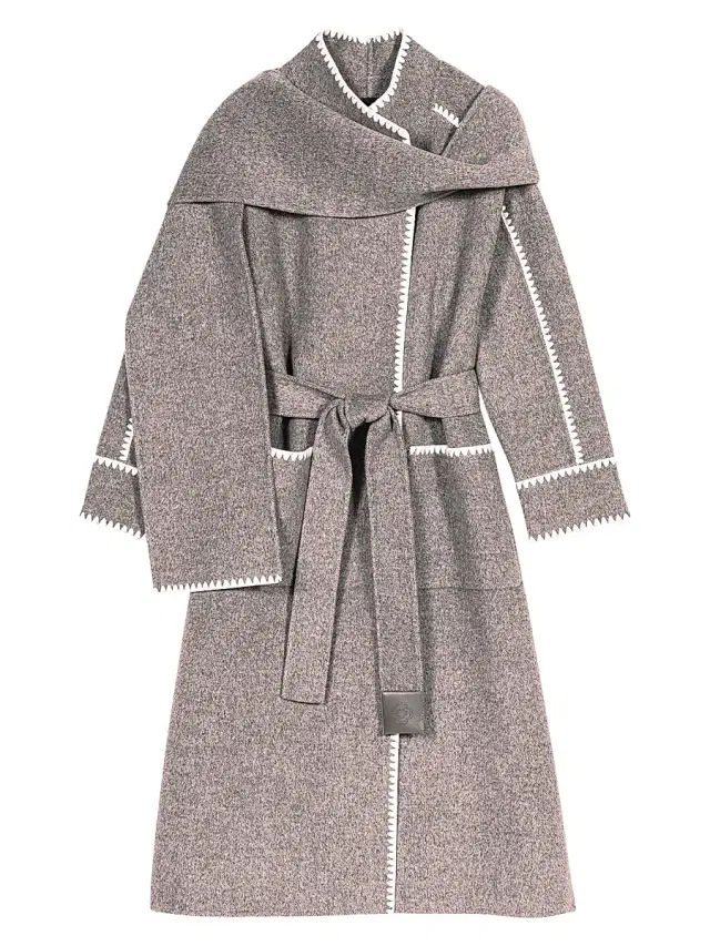 Women's Long Double Faced Coat - Grey White Women's Long Double Faced Coat - Grey White