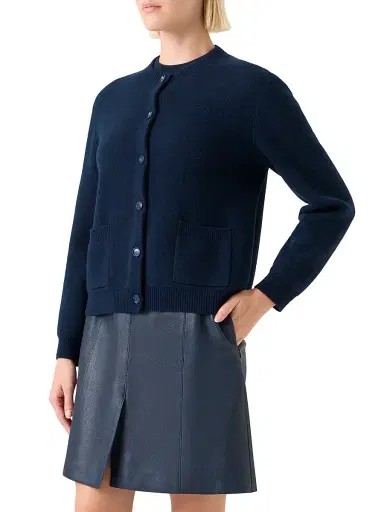 Akris Women's Cashmere Piqué Cardigan - Navy | Thumbnail 4 Akris Women's Cashmere Piqué Cardigan - Navy | Thumbnail 4
