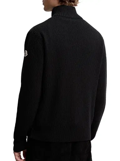 Moncler Men's Down-Filled Zip-Up Cardigan in Wool and Cashmere - Black | Thumbnail 3 Moncler Men's Down-Filled Zip-Up Cardigan in Wool and Cashmere - Black | Thumbnail 3