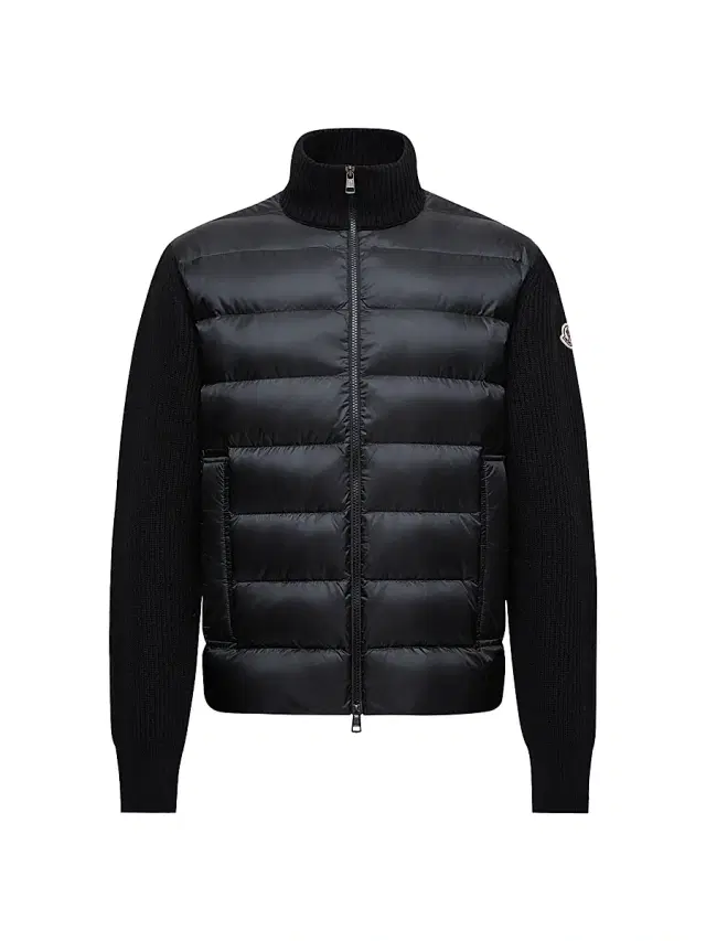 Men's Down-Filled Zip-Up Cardigan in Wool and Cashmere - Black Men's Down-Filled Zip-Up Cardigan in Wool and Cashmere - Black