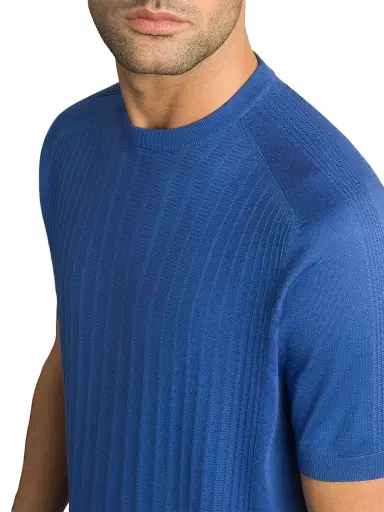 Stefano Ricci Men's Silk and Cotton Superior Crewneck Sweater - Blue | Thumbnail 4 Stefano Ricci Men's Silk and Cotton Superior Crewneck Sweater - Blue | Thumbnail 4