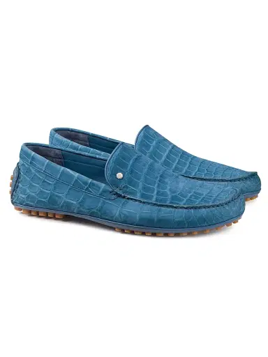 Stefano Ricci Men's Nubuck Crocodile and Calfskin Leather Loafers - Blue - Size 6 | Thumbnail 2 Stefano Ricci Men's Nubuck Crocodile and Calfskin Leather Loafers - Blue - Size 6 | Thumbnail 2