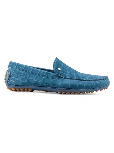 Stefano Ricci Men's Nubuck Crocodile and Calfskin Leather Loafers - Blue - Size 6 | Thumbnail 1 Stefano Ricci Men's Nubuck Crocodile and Calfskin Leather Loafers - Blue - Size 6 | Thumbnail 1