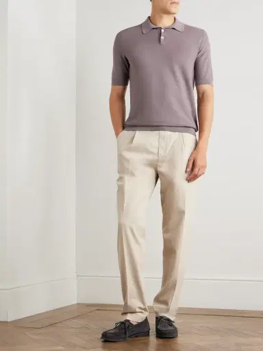 ELEVENTY Slim-Fit Ribbed Cotton Polo Shirt - Men | Thumbnail 2 ELEVENTY Slim-Fit Ribbed Cotton Polo Shirt - Men | Thumbnail 2