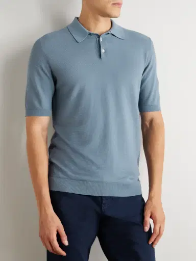 ELEVENTY Slim-Fit Ribbed Cotton Polo Shirt - Men | Thumbnail 3 ELEVENTY Slim-Fit Ribbed Cotton Polo Shirt - Men | Thumbnail 3