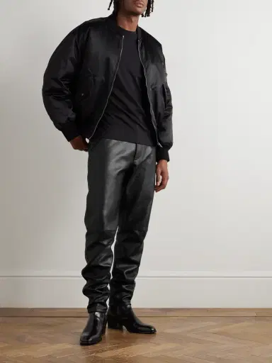 Saint Laurent Tapered Leather Trousers - Men | Thumbnail 2 Saint Laurent Tapered Leather Trousers - Men | Thumbnail 2