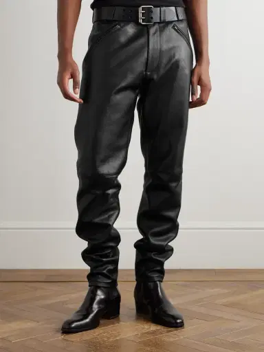 Saint Laurent Tapered Leather Trousers - Men | Thumbnail 3 Saint Laurent Tapered Leather Trousers - Men | Thumbnail 3