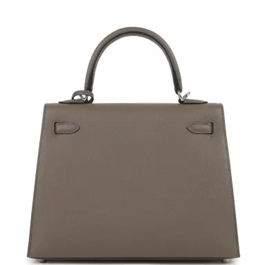 HERMÈS Hermes Kelly Sellier 25 Etain Epsom Palladium Hardware | Thumbnail 4 HERMÈS Hermes Kelly Sellier 25 Etain Epsom Palladium Hardware | Thumbnail 4