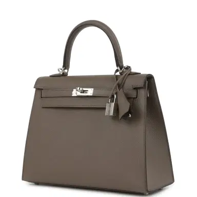 HERMÈS Hermes Kelly Sellier 25 Etain Epsom Palladium Hardware | Thumbnail 5 HERMÈS Hermes Kelly Sellier 25 Etain Epsom Palladium Hardware | Thumbnail 5