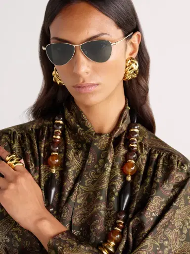 Saint Laurent Eyewear Vesper Small Aviator-style Gold-tone Sunglasses | Thumbnail 2 Saint Laurent Eyewear Vesper Small Aviator-style Gold-tone Sunglasses | Thumbnail 2