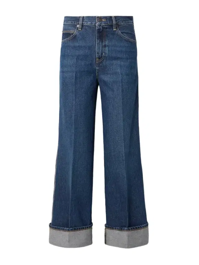 Frame The Cuffed Wide Mid-rise Wide-leg Jeans