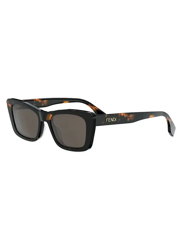 Women's Lettering 53MM Geometric Sunglasses - Dark Havana And Green Women's Lettering 53MM Geometric Sunglasses - Dark Havana And Green