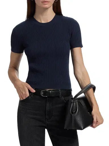 Frame Women's Fine Knit Short-Sleeve Top | Thumbnail 3 Frame Women's Fine Knit Short-Sleeve Top | Thumbnail 3