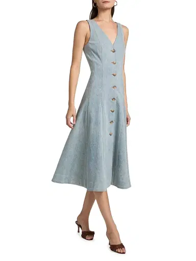 Veronica Beard Women's Lou Denim A-Line Midi-Dress - Blue Mirage | Thumbnail 2 Veronica Beard Women's Lou Denim A-Line Midi-Dress - Blue Mirage | Thumbnail 2