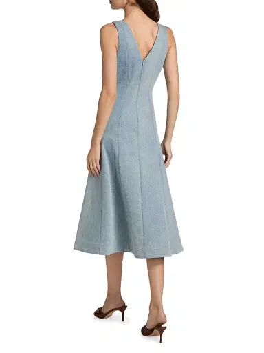 Veronica Beard Women's Lou Denim A-Line Midi-Dress - Blue Mirage | Thumbnail 5 Veronica Beard Women's Lou Denim A-Line Midi-Dress - Blue Mirage | Thumbnail 5