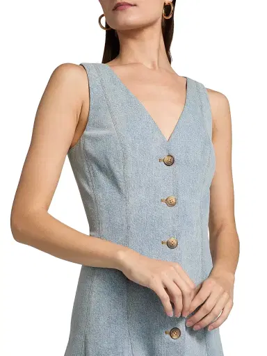 Veronica Beard Women's Lou Denim A-Line Midi-Dress - Blue Mirage | Thumbnail 6 Veronica Beard Women's Lou Denim A-Line Midi-Dress - Blue Mirage | Thumbnail 6