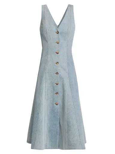 Veronica Beard Women's Lou Denim A-Line Midi-Dress - Blue Mirage | Thumbnail 1 Veronica Beard Women's Lou Denim A-Line Midi-Dress - Blue Mirage | Thumbnail 1