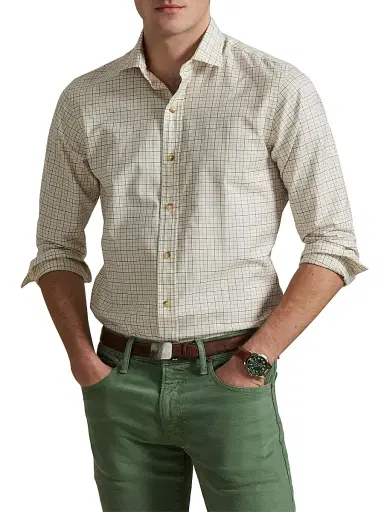 Polo Ralph Lauren Men's Classic-Fit Tattersall Twill Shirt - Cream Lovat Multi | Thumbnail 3 Polo Ralph Lauren Men's Classic-Fit Tattersall Twill Shirt - Cream Lovat Multi | Thumbnail 3