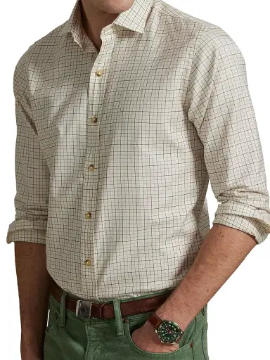 Polo Ralph Lauren Men's Classic-Fit Tattersall Twill Shirt - Cream Lovat Multi | Thumbnail 6 Polo Ralph Lauren Men's Classic-Fit Tattersall Twill Shirt - Cream Lovat Multi | Thumbnail 6
