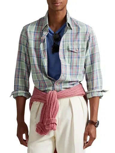 Polo Ralph Lauren Men's Classic-Fit Plaid Twill Shirt - Sage Blue Multi | Thumbnail 3 Polo Ralph Lauren Men's Classic-Fit Plaid Twill Shirt - Sage Blue Multi | Thumbnail 3