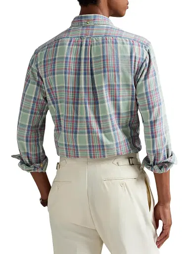 Polo Ralph Lauren Men's Classic-Fit Plaid Twill Shirt - Sage Blue Multi | Thumbnail 4 Polo Ralph Lauren Men's Classic-Fit Plaid Twill Shirt - Sage Blue Multi | Thumbnail 4