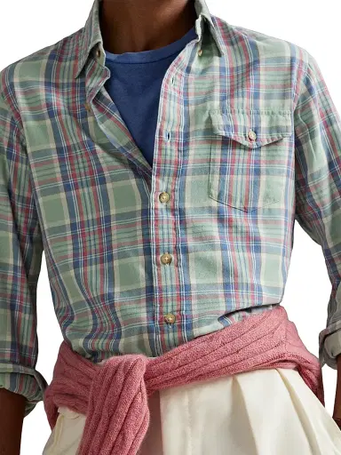 Polo Ralph Lauren Men's Classic-Fit Plaid Twill Shirt - Sage Blue Multi | Thumbnail 6 Polo Ralph Lauren Men's Classic-Fit Plaid Twill Shirt - Sage Blue Multi | Thumbnail 6