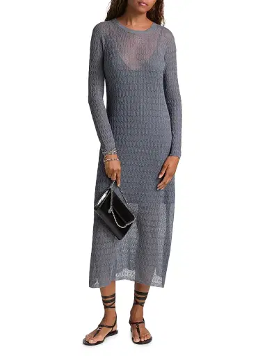 Proenza Schouler White Label Women's Miriam Sheer Crochet Maxi Dress - Slate | Thumbnail 3 Proenza Schouler White Label Women's Miriam Sheer Crochet Maxi Dress - Slate | Thumbnail 3