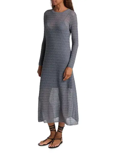 Proenza Schouler White Label Women's Miriam Sheer Crochet Maxi Dress - Slate | Thumbnail 4 Proenza Schouler White Label Women's Miriam Sheer Crochet Maxi Dress - Slate | Thumbnail 4