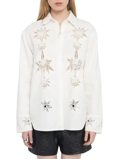 Zadig & Voltaire Women's Morning Linen-Cotton Broderie Anglaise Shirt - Judo - Size Small | Thumbnail 3 Zadig & Voltaire Women's Morning Linen-Cotton Broderie Anglaise Shirt - Judo - Size Small | Thumbnail 3
