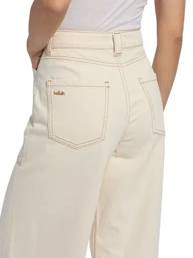 Ba&sh Women's Mallou Cotton High-Rise Wide-Leg Jeans - Ecru - Size XL | Thumbnail 6 Ba&sh Women's Mallou Cotton High-Rise Wide-Leg Jeans - Ecru - Size XL | Thumbnail 6