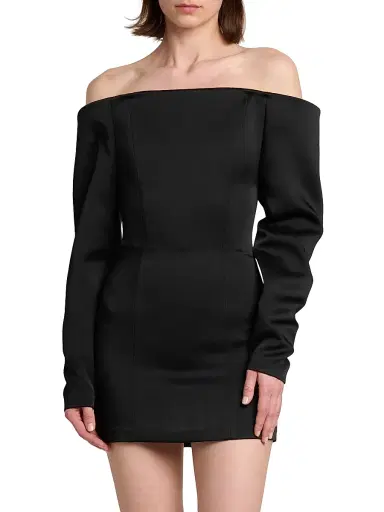 Stella McCartney Women's Satin Off-the-Shoulder Minidress - Black | Thumbnail 3 Stella McCartney Women's Satin Off-the-Shoulder Minidress - Black | Thumbnail 3
