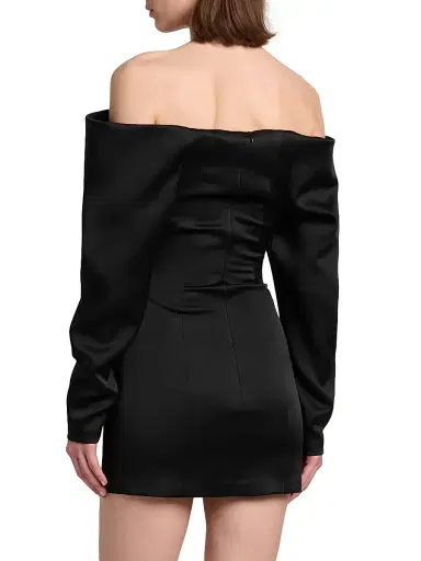Stella McCartney Women's Satin Off-the-Shoulder Minidress - Black | Thumbnail 5 Stella McCartney Women's Satin Off-the-Shoulder Minidress - Black | Thumbnail 5