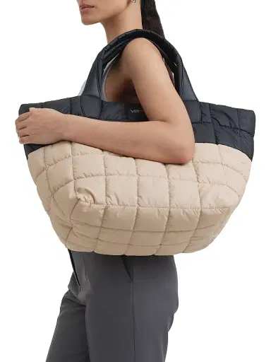 Vee Collective Women's Porter Medium Two-Tone Quilted Tote Bag | Thumbnail 3 Vee Collective Women's Porter Medium Two-Tone Quilted Tote Bag | Thumbnail 3