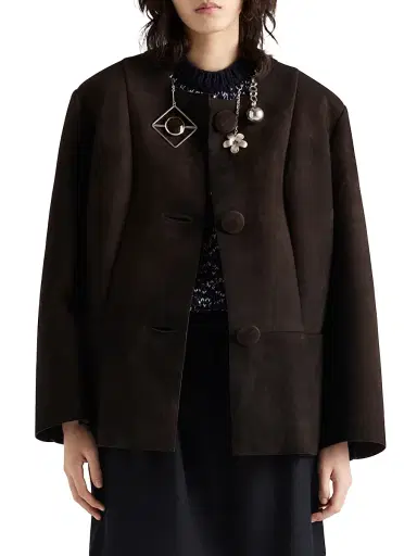 Prada Women's Bonded Suede Jacket - Brown | Thumbnail 2 Prada Women's Bonded Suede Jacket - Brown | Thumbnail 2