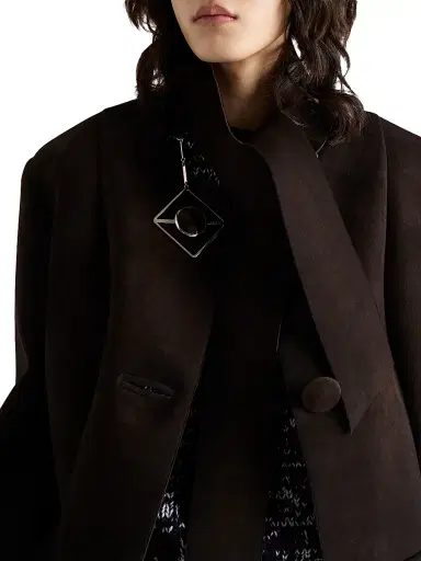Prada Women's Bonded Suede Jacket - Brown | Thumbnail 5 Prada Women's Bonded Suede Jacket - Brown | Thumbnail 5