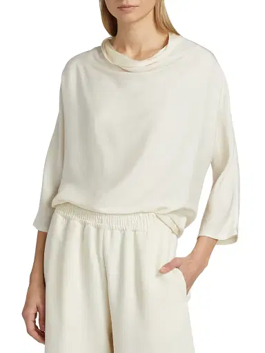Fabiana Filippi Women's Enver Satin Draped Top - Burro | Thumbnail 3 Fabiana Filippi Women's Enver Satin Draped Top - Burro | Thumbnail 3