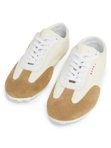 Marni Men's Retro Suede-Detailed Sneakers - Off White | Thumbnail 2 Marni Men's Retro Suede-Detailed Sneakers - Off White | Thumbnail 2
