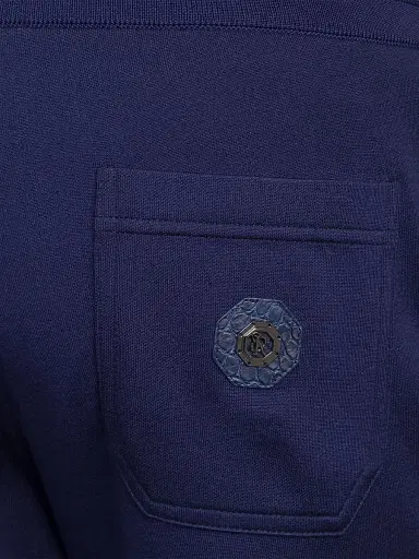 Stefano Ricci Men's Silk and Cotton with Croc Jogging Trousers - Deep Blue - Size 40 | Thumbnail 4 Stefano Ricci Men's Silk and Cotton with Croc Jogging Trousers - Deep Blue - Size 40 | Thumbnail 4
