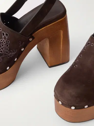 Jimmy Choo Alida 135 Embroidered Studded Suede Platform Clogs | Thumbnail 4 Jimmy Choo Alida 135 Embroidered Studded Suede Platform Clogs | Thumbnail 4