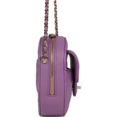 Chanel Chanel CC In Love Large Heart Bag with Chain Purple Lambskin Light Gold Hardware | Thumbnail 4 Chanel Chanel CC In Love Large Heart Bag with Chain Purple Lambskin Light Gold Hardware | Thumbnail 4